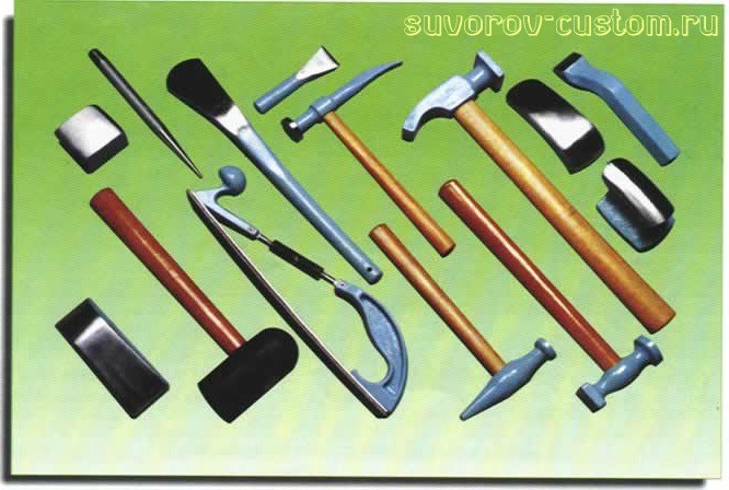 Набор инструмента для ремонта кузова (рихтовки).